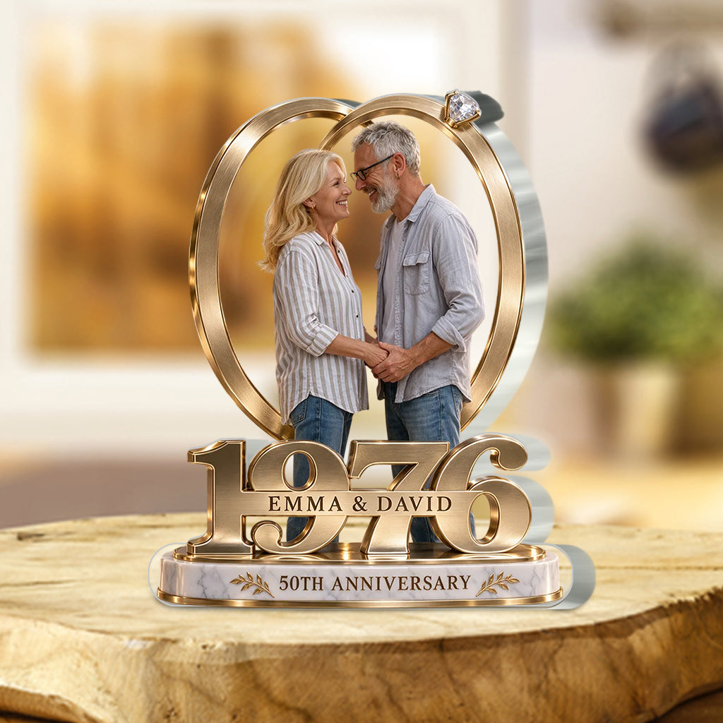 Personalized Couple Gift, Romantic Anniversary Figurine for Husband Wife with Names and Date, Boyfriend Girlfriend Gift - Personalized Couple Custom Shaped Acrylic Plaque