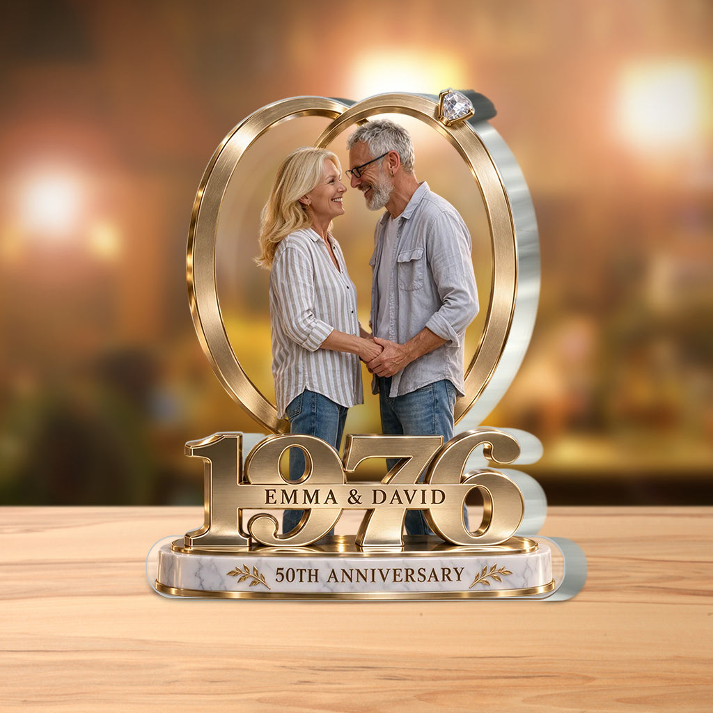 Personalized Couple Gift, Romantic Anniversary Figurine for Husband Wife with Names and Date, Boyfriend Girlfriend Gift - Personalized Couple Custom Shaped Acrylic Plaque