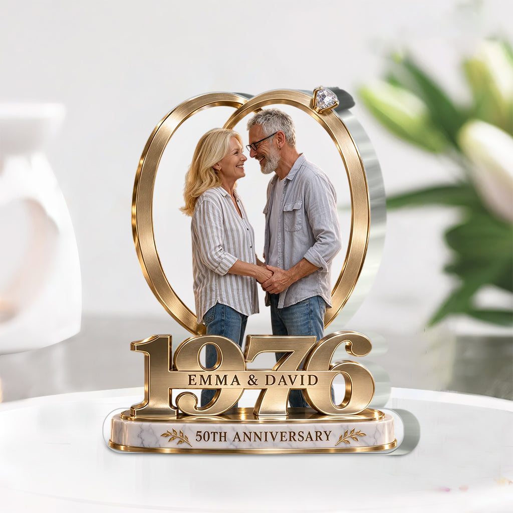 Personalized Couple Gift, Romantic Anniversary Figurine for Husband Wife with Names and Date, Boyfriend Girlfriend Gift - Personalized Couple Custom Shaped Acrylic Plaque