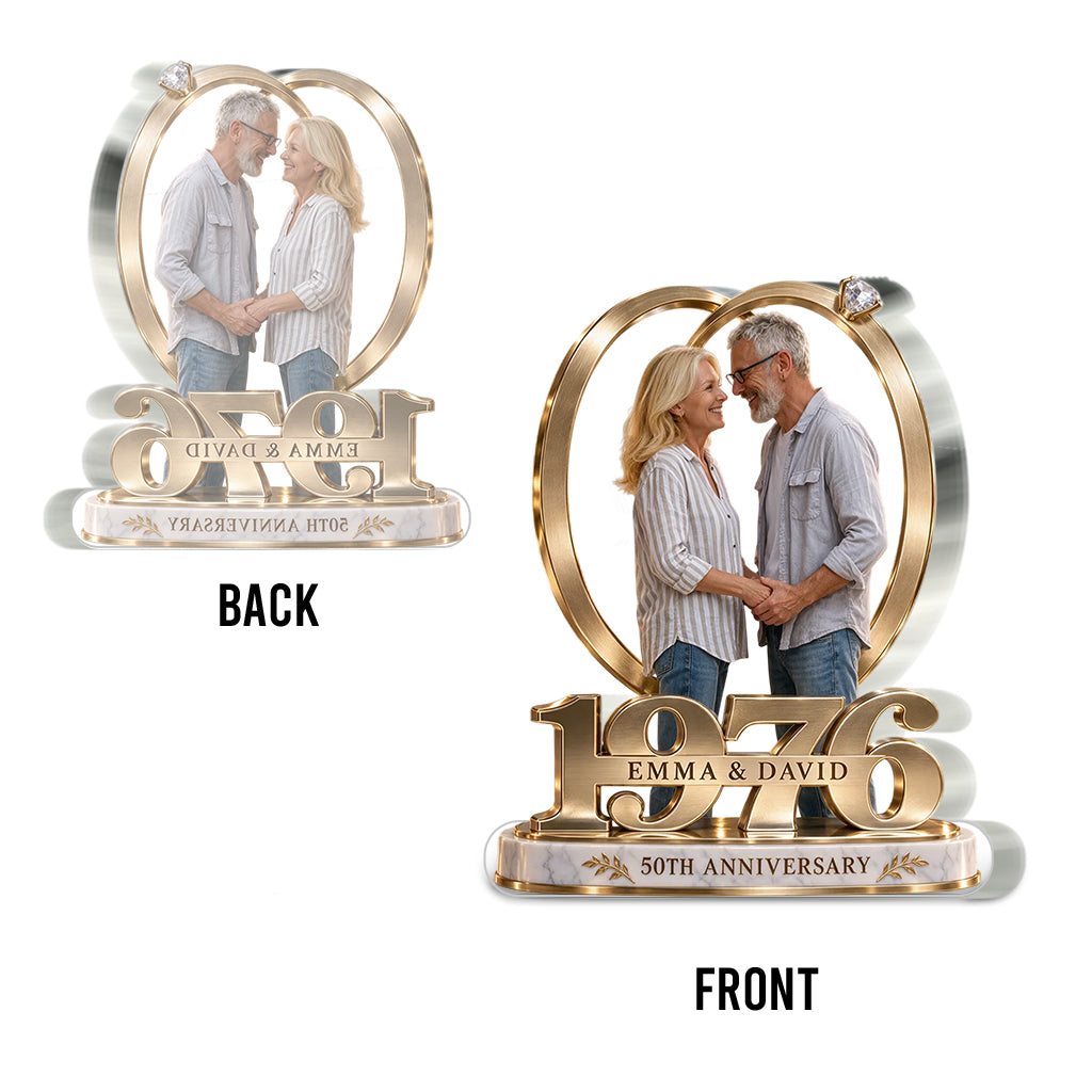 Personalized Couple Gift, Romantic Anniversary Figurine for Husband Wife with Names and Date, Boyfriend Girlfriend Gift - Personalized Couple Custom Shaped Acrylic Plaque