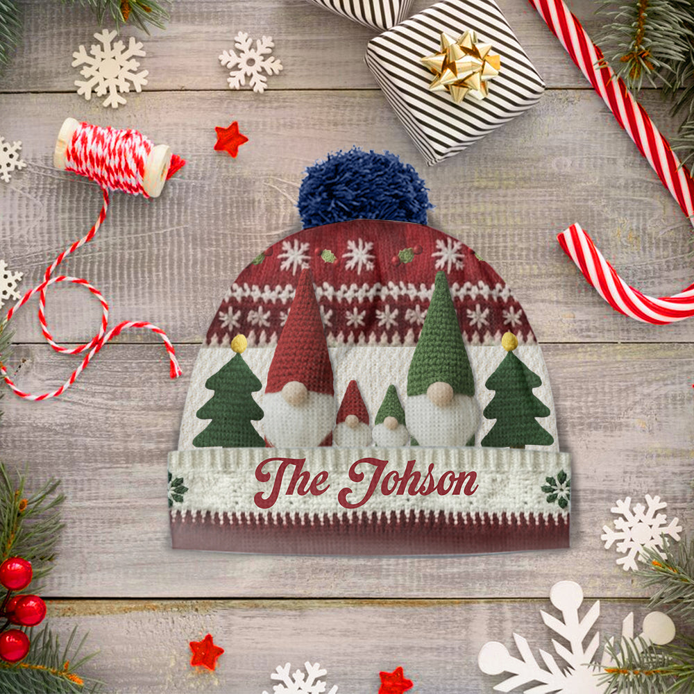Gnome Family Christmas - Personalized Family Beanie Hat