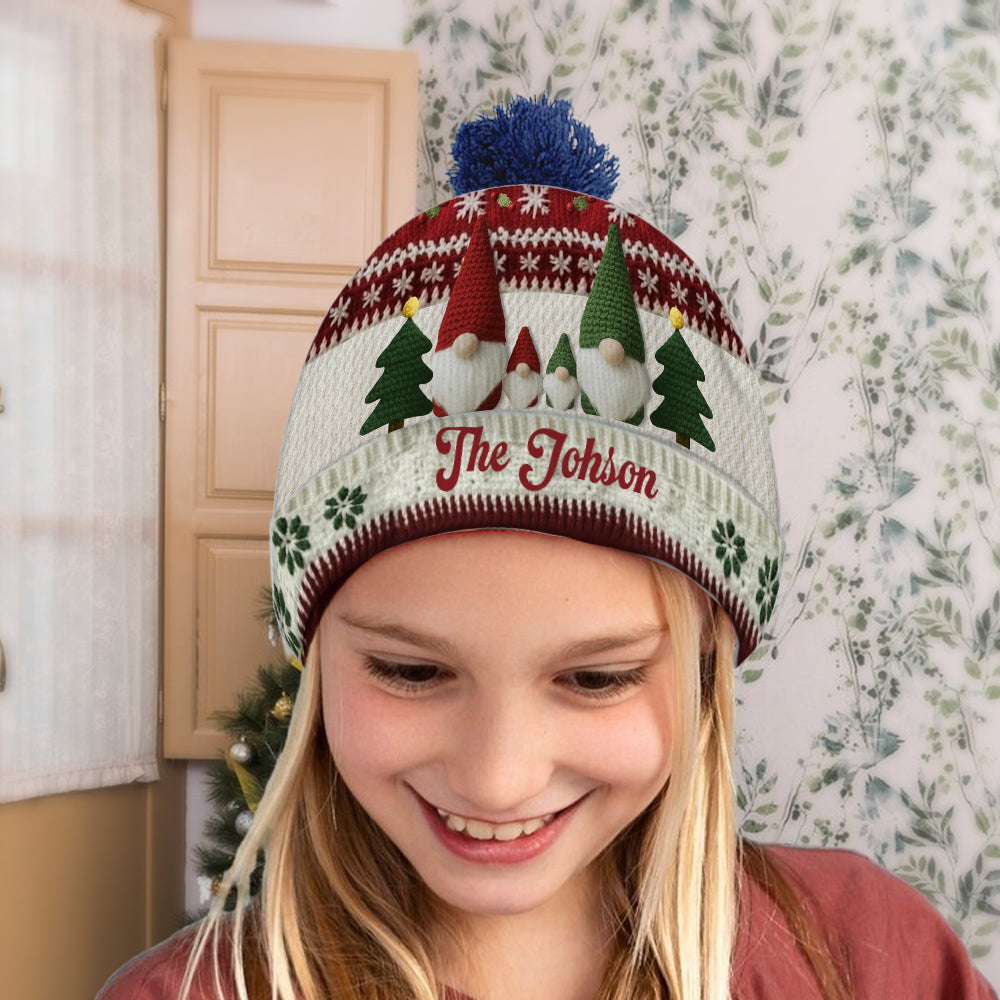 Gnome Family Christmas - Personalized Family Beanie Hat