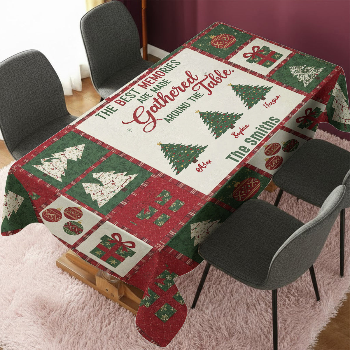 The Best Memories Are Made Gathered Around the Table - Personalized Family Table Cloth Cover