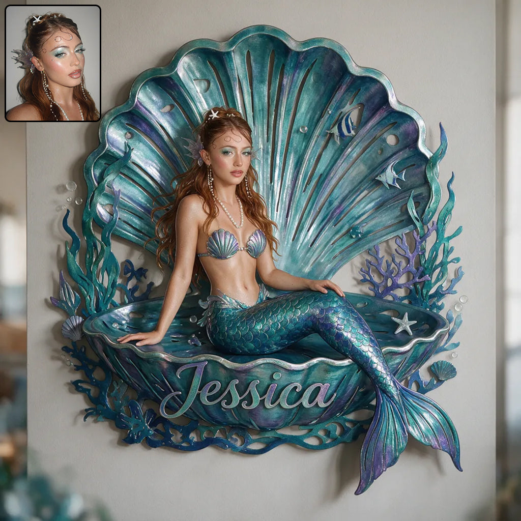 Mermaid Lovers Room Decoration - Personalized Mermaid 3D Printed Cut Metal Sign