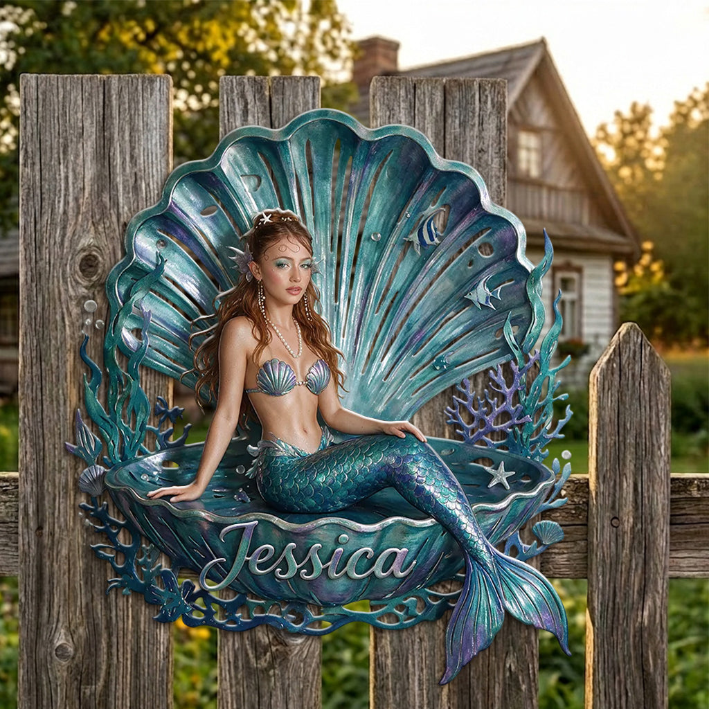 Mermaid Lovers Room Decoration - Personalized Mermaid 3D Printed Cut Metal Sign