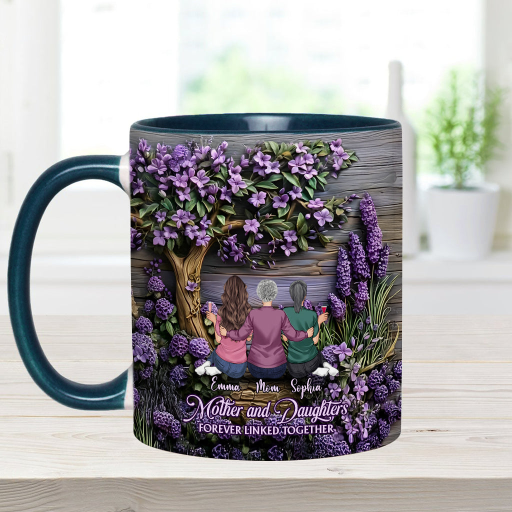 Mother And Daughters Forever Linked Together - Personalized Mother Accent Mug
