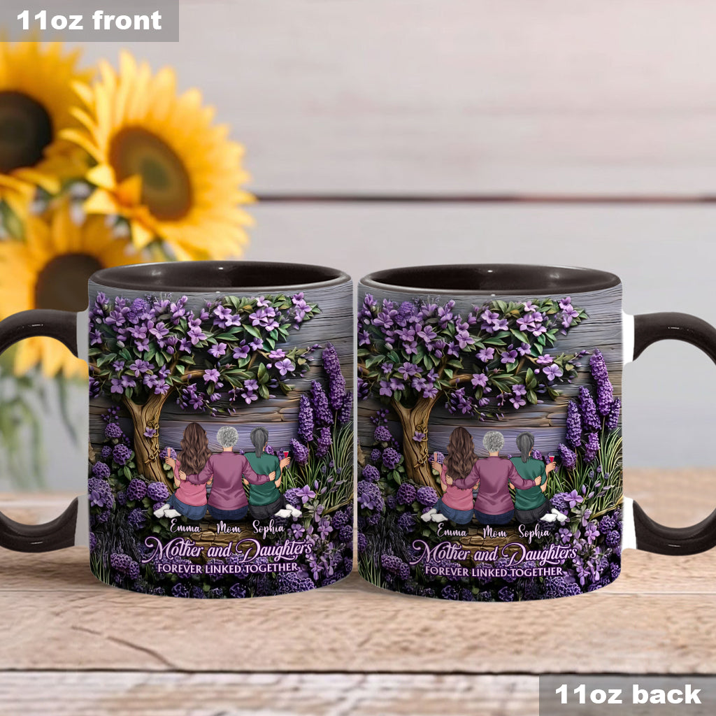 Mother And Daughters Forever Linked Together - Personalized Mother Accent Mug