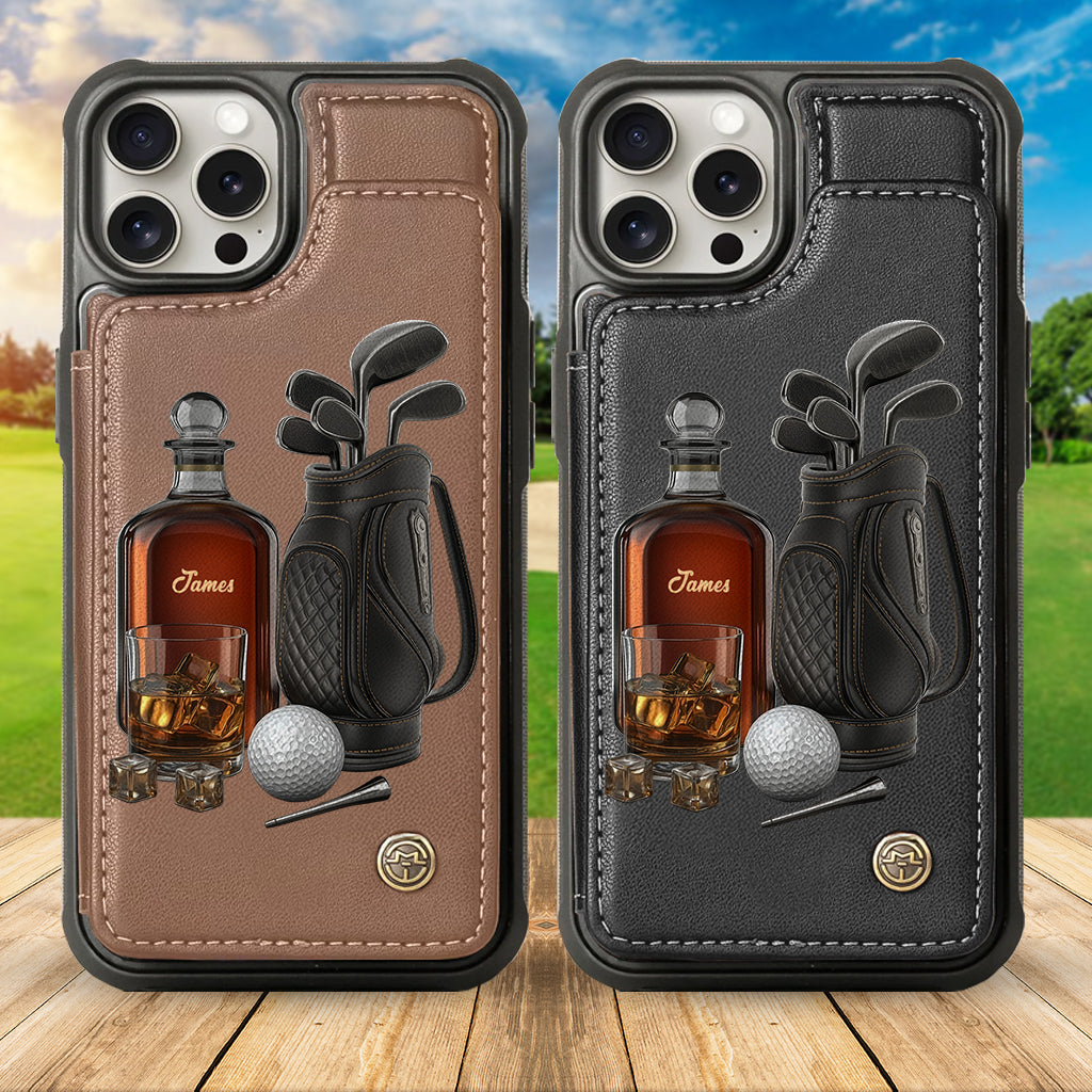 Whiskey & Golf - Personalized Golf Wallet Phone Case