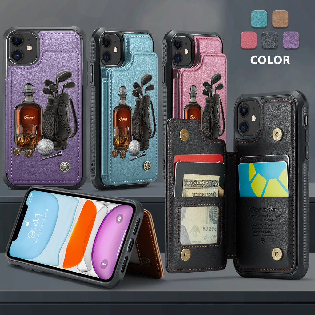Whiskey & Golf - Personalized Golf Wallet Phone Case