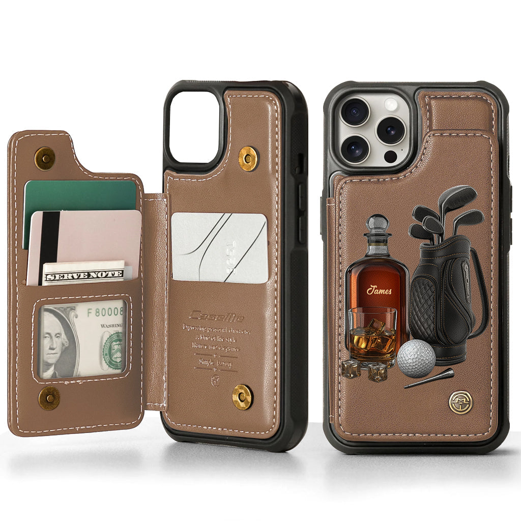 Whiskey & Golf - Personalized Golf Wallet Phone Case