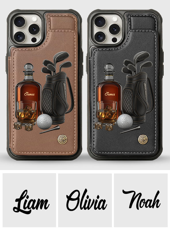 Whiskey & Golf - Personalized Golf Wallet Phone Case