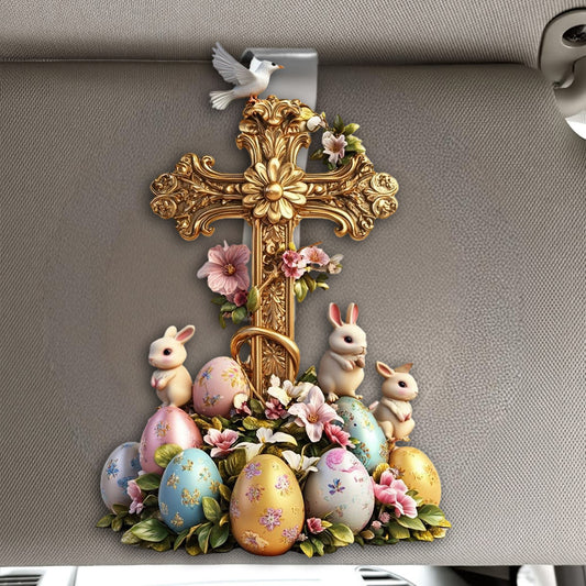 Lovely Rabbits - Personalized Christian Shaped Car Visor Clip