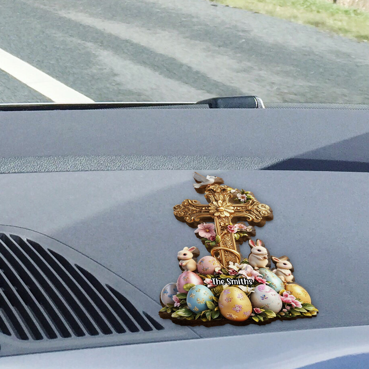 Lovely Rabbits - Personalized Christian Shaped Car Visor Clip