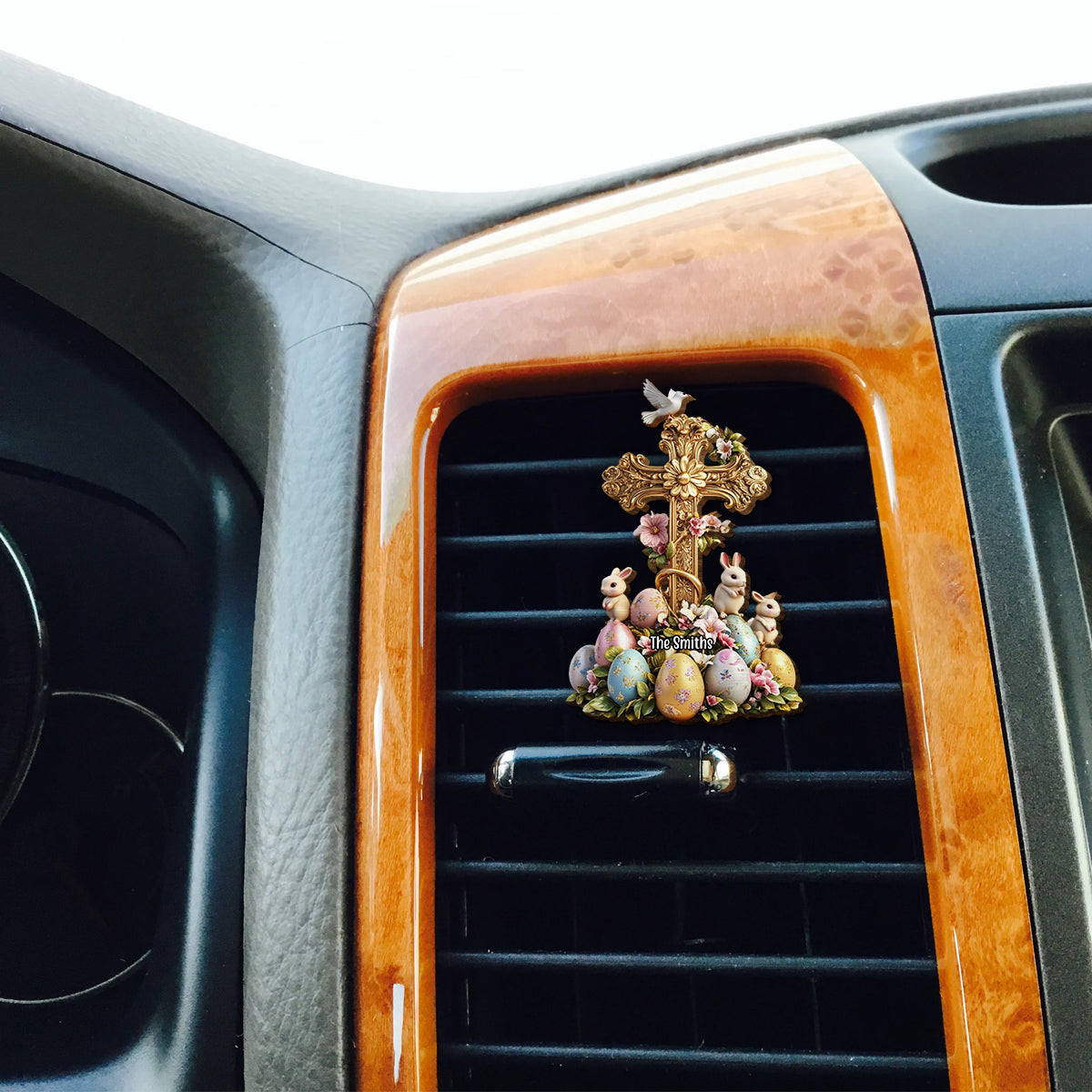 Lovely Rabbits - Personalized Christian Shaped Car Visor Clip