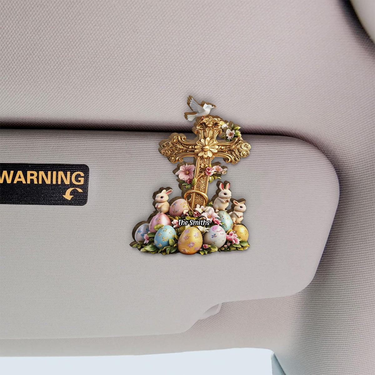 Lovely Rabbits - Personalized Christian Shaped Car Visor Clip