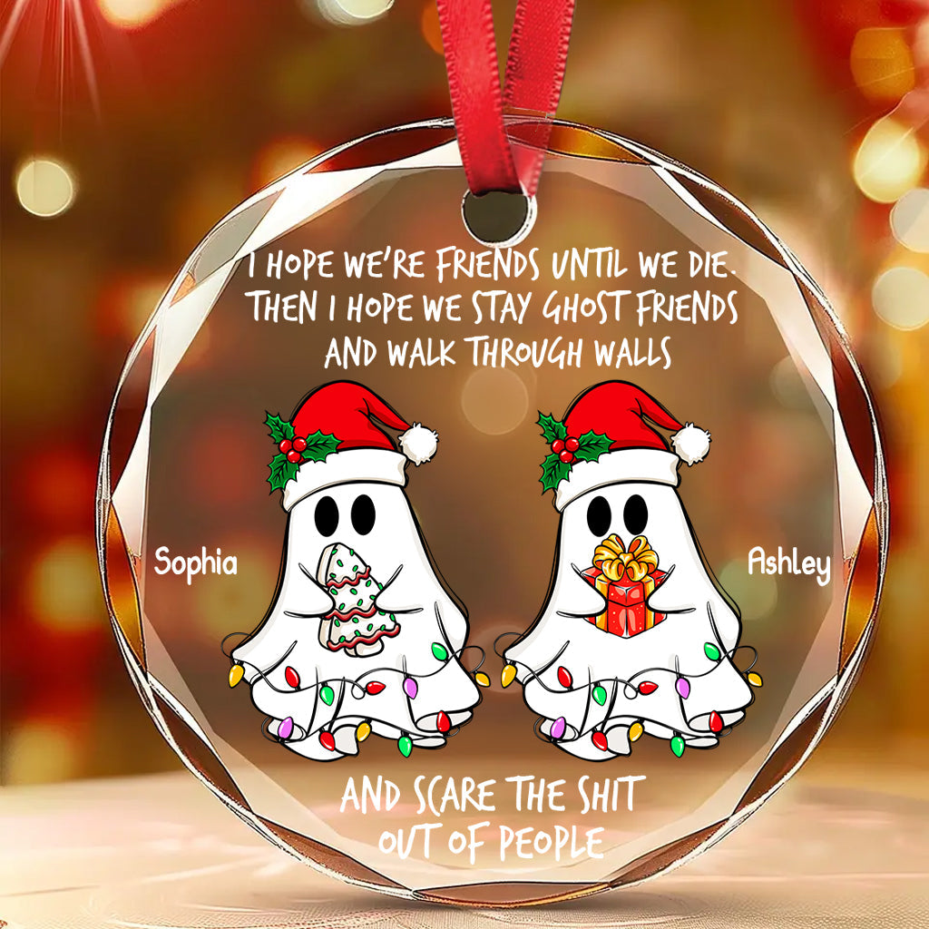 Ghost Friends - Personalized Bestie Round Shaped Glass Ornament