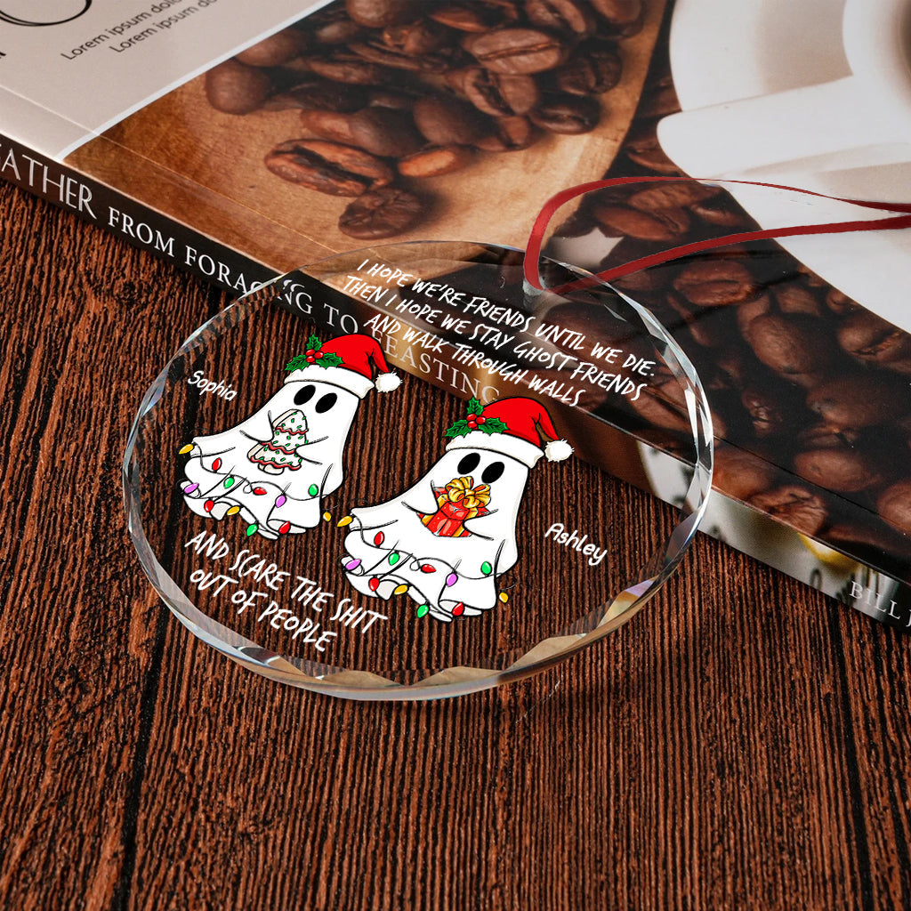 Ghost Friends - Personalized Bestie Round Shaped Glass Ornament