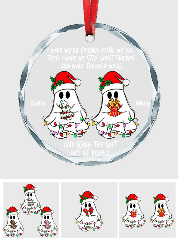 Ghost Friends - Personalized Bestie Round Shaped Glass Ornament