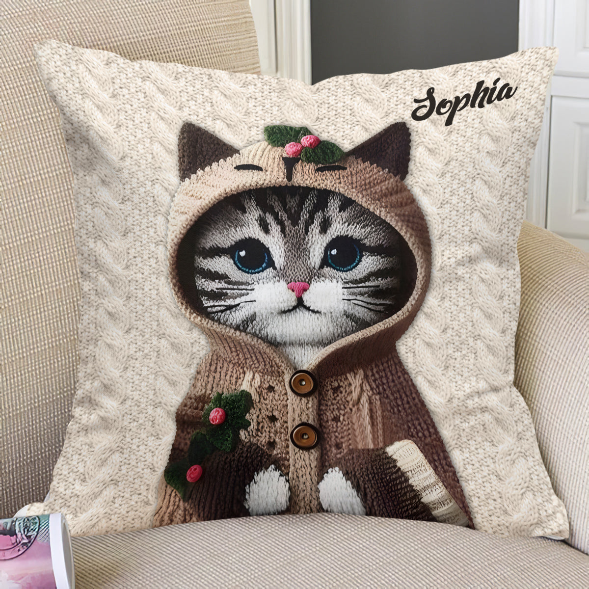 Cute Cat - Personalized Cat Throw Pillow