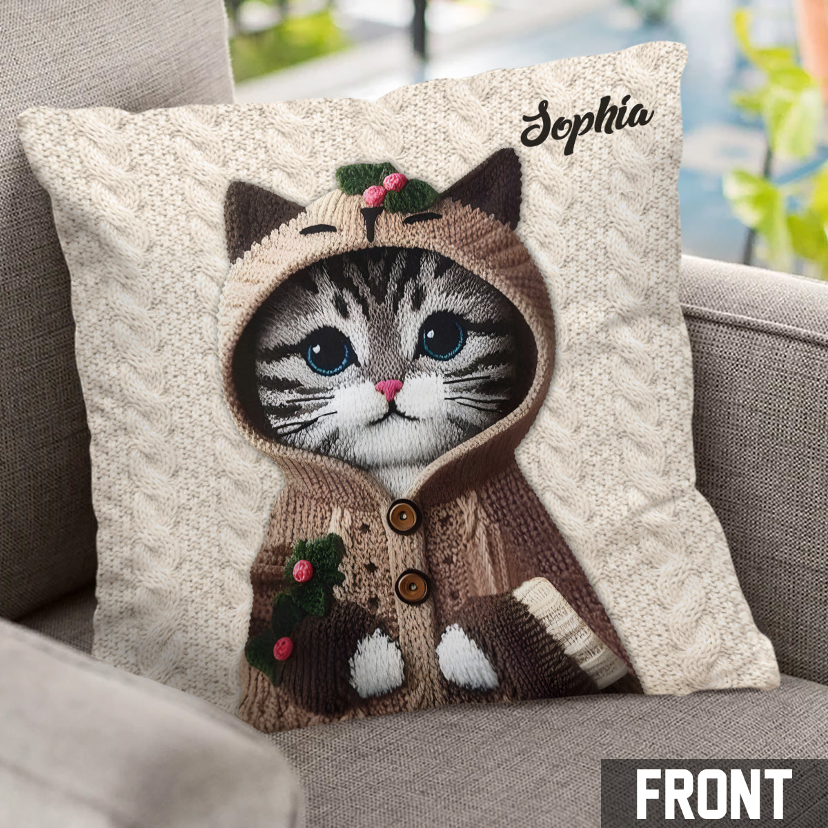 Cute Cat - Personalized Cat Throw Pillow