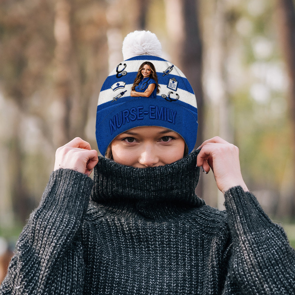 Any Photo Love My Job - Personalized Nurse Beanie Hat