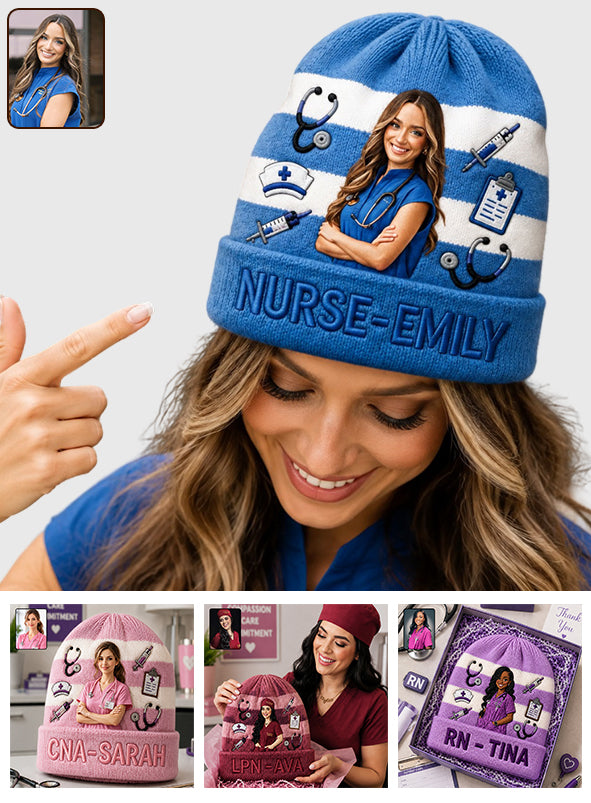 Any Photo Love My Job - Personalized Nurse Beanie Hat