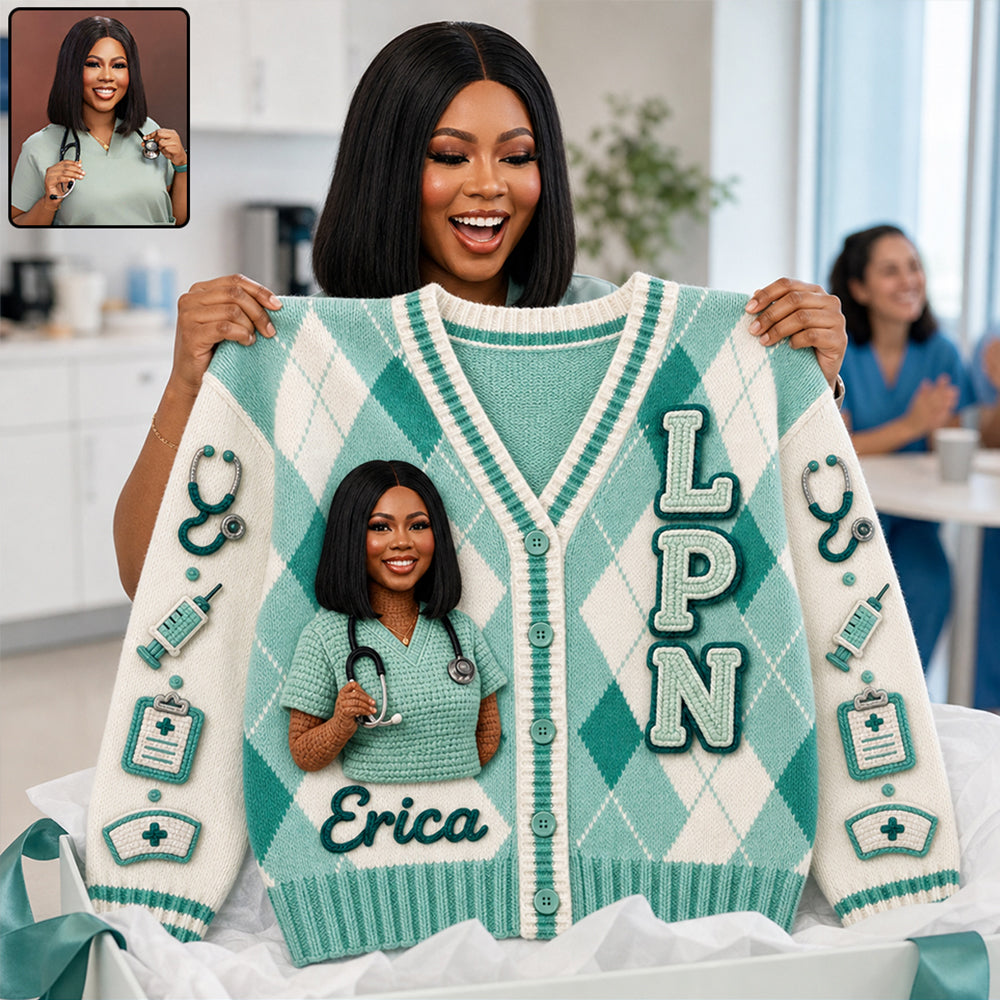 Any Photo Love Being A Nurse - Personalized Nurse Cardigan Sweater