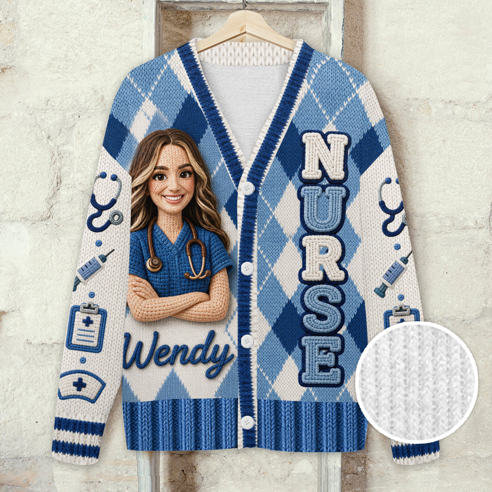 Any Photo Love Being A Nurse - Personalized Nurse Cardigan Sweater