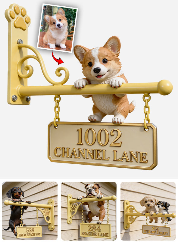 Puppy Home Address - Personalized Dog Wooden Wall Mount Sign