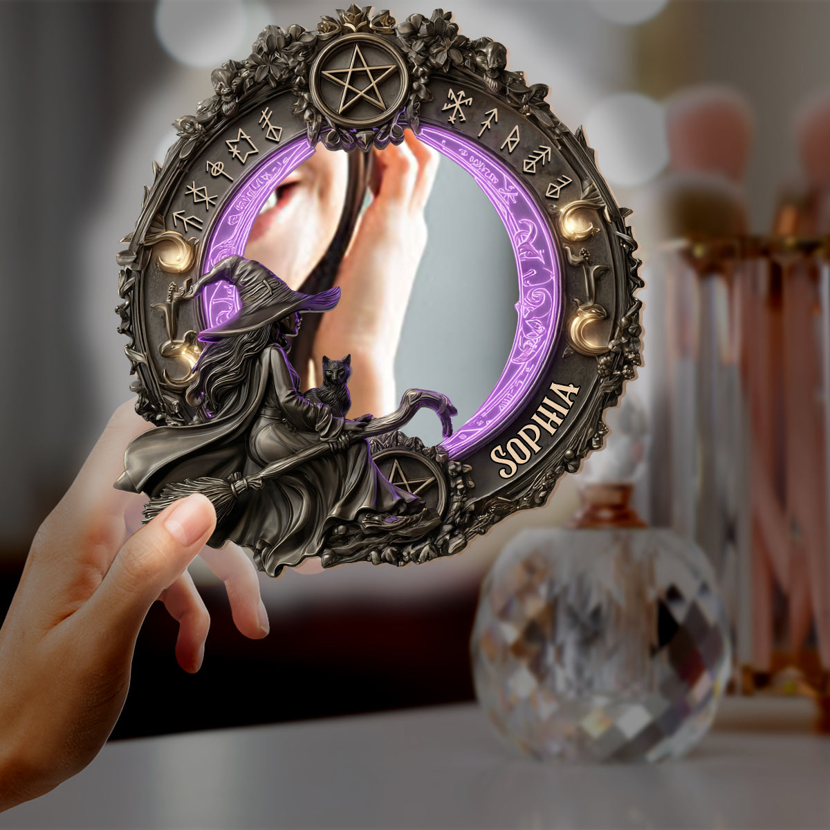 Practical Magic - Personalized Witch Wall Mirror With LED Light