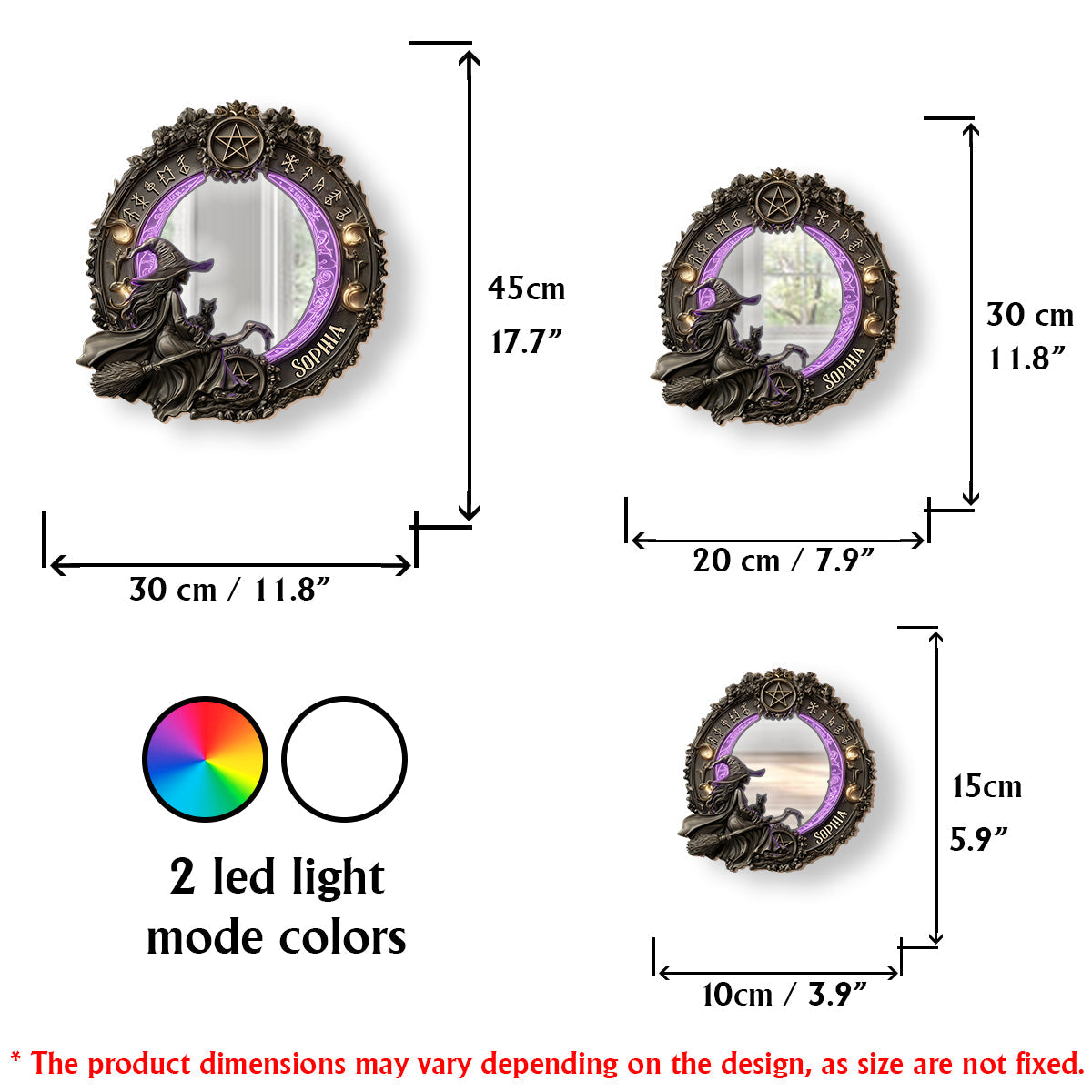 Practical Magic - Personalized Witch Wall Mirror With LED Light
