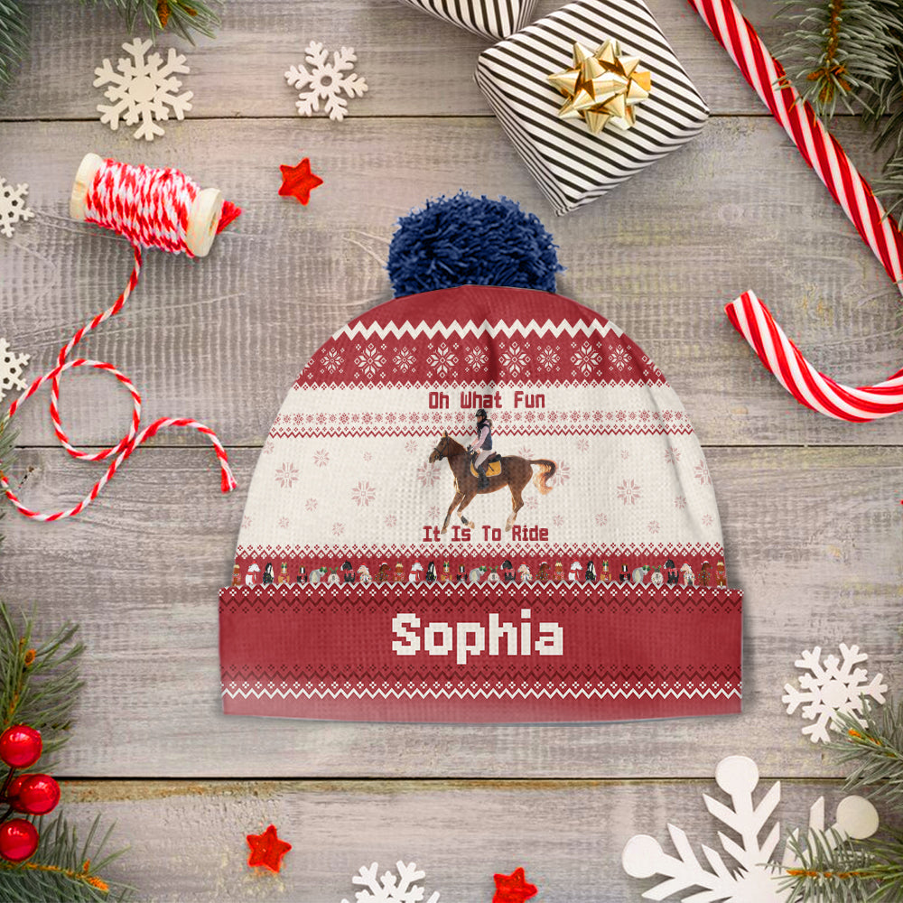 Oh What Fun It Is To Ride - Personalized Horse Beanie Hat