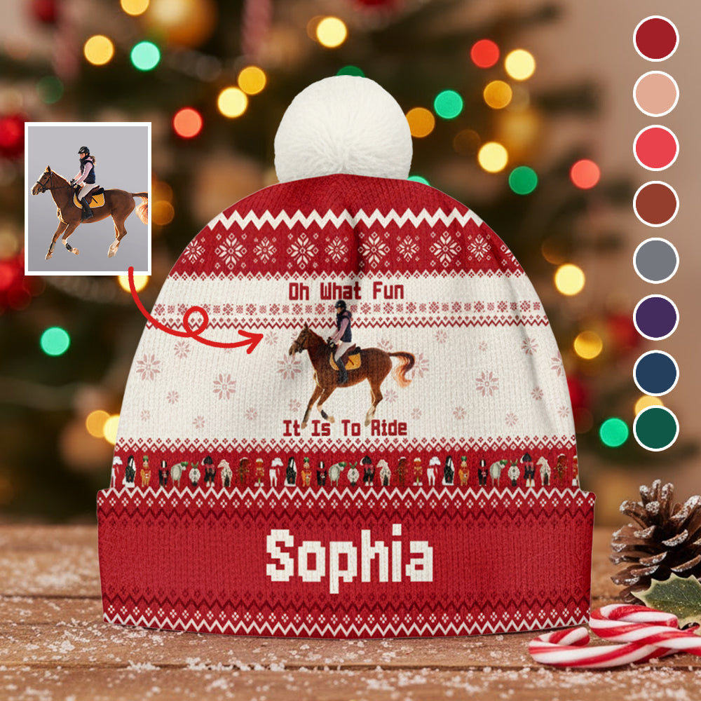 Oh What Fun It Is To Ride - Personalized Horse Beanie Hat