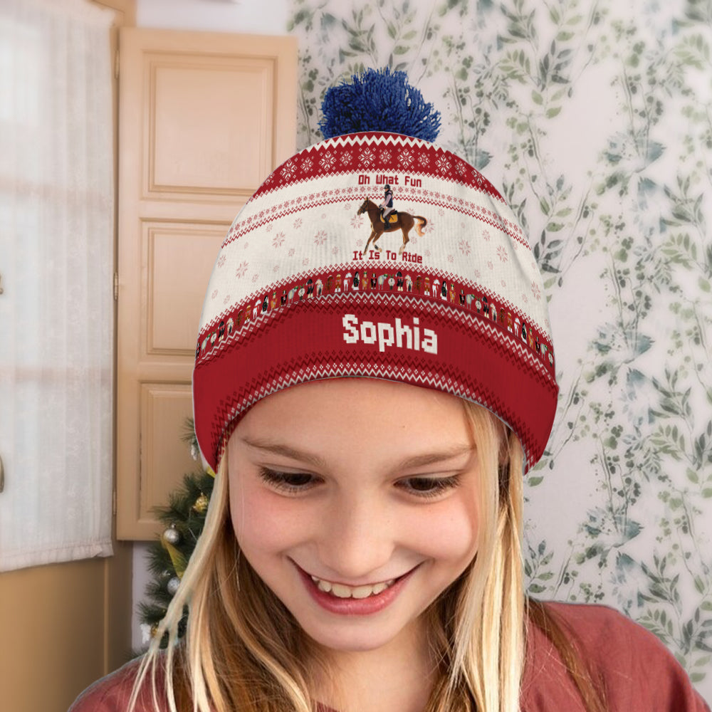 Oh What Fun It Is To Ride - Personalized Horse Beanie Hat