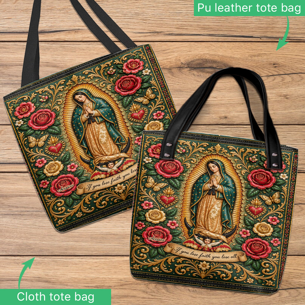 Mexican Goddess, Guadalupe - Personalized Christian Tote Bag