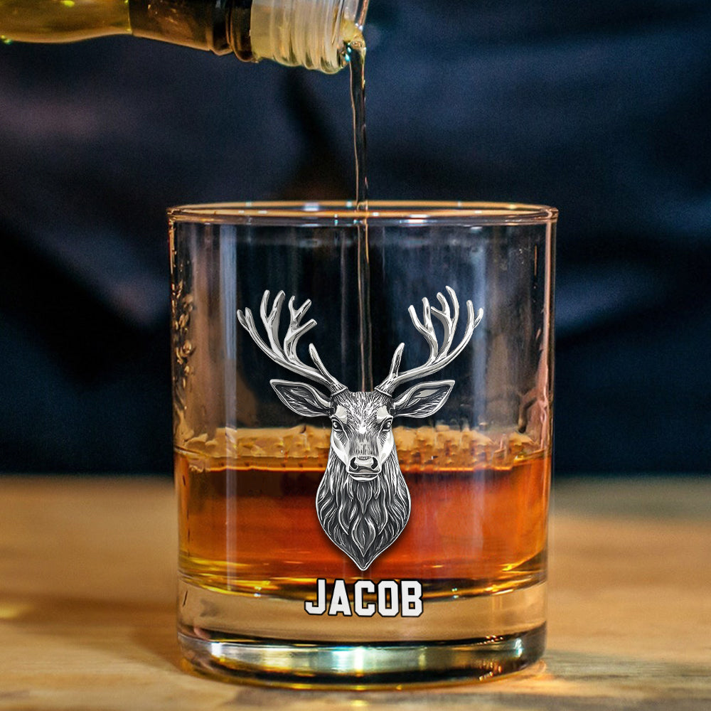 Deer/ Moose/ Duck.. Hunting Lovers Gift, Whiskey Lovers Gift - Personalized Hunting Whiskey Glass