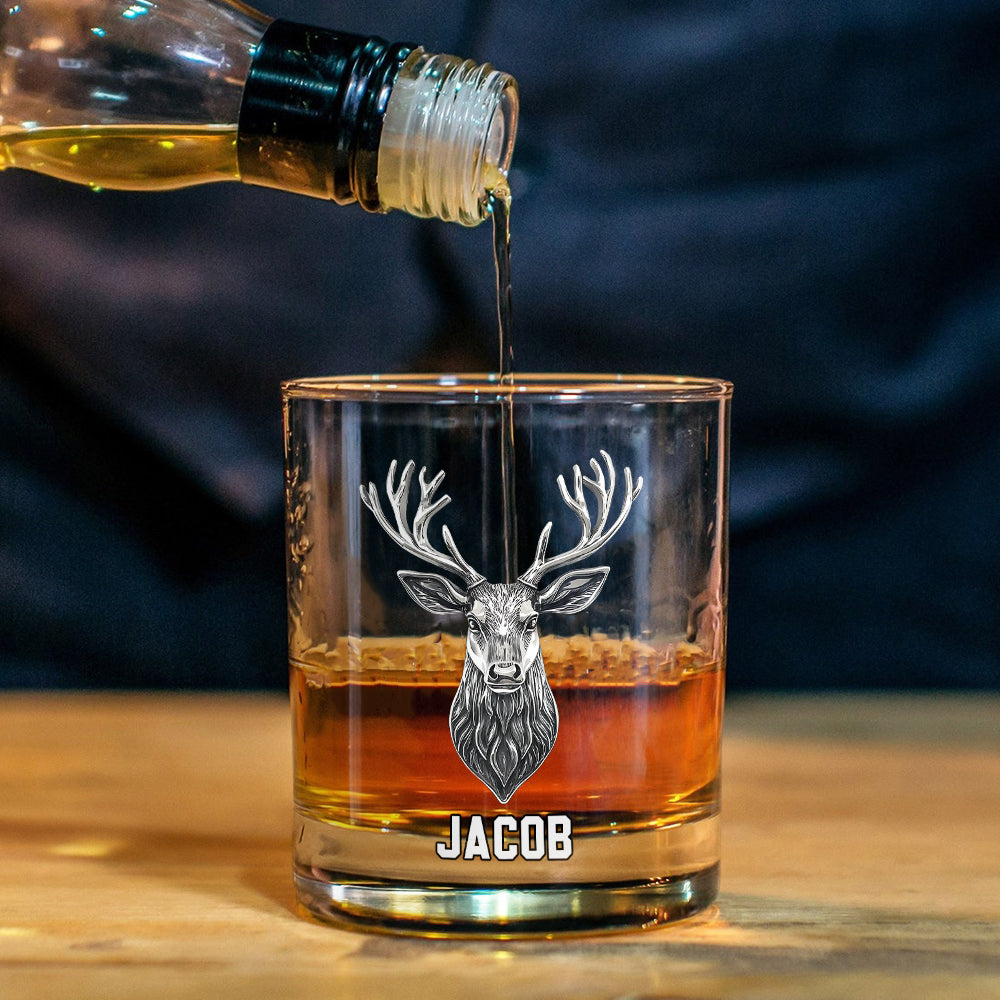 Deer/ Moose/ Duck.. Hunting Lovers Gift, Whiskey Lovers Gift - Personalized Hunting Whiskey Glass
