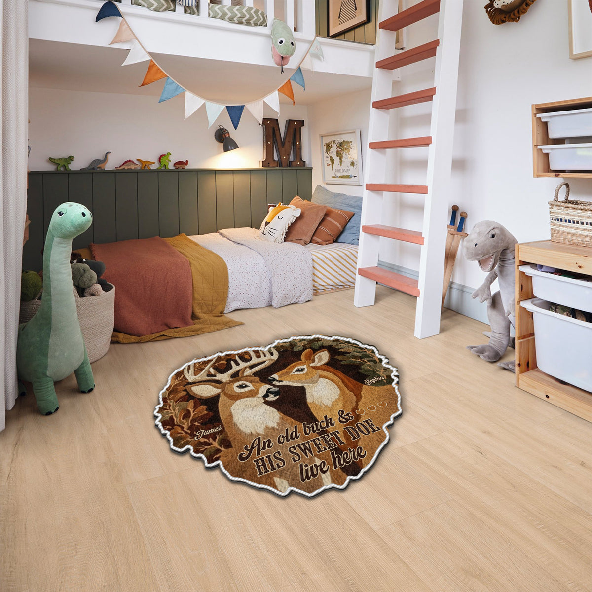 Buck And Doe – Gift For Couple - Personalized Hunting Non-Slip Tufted Rug