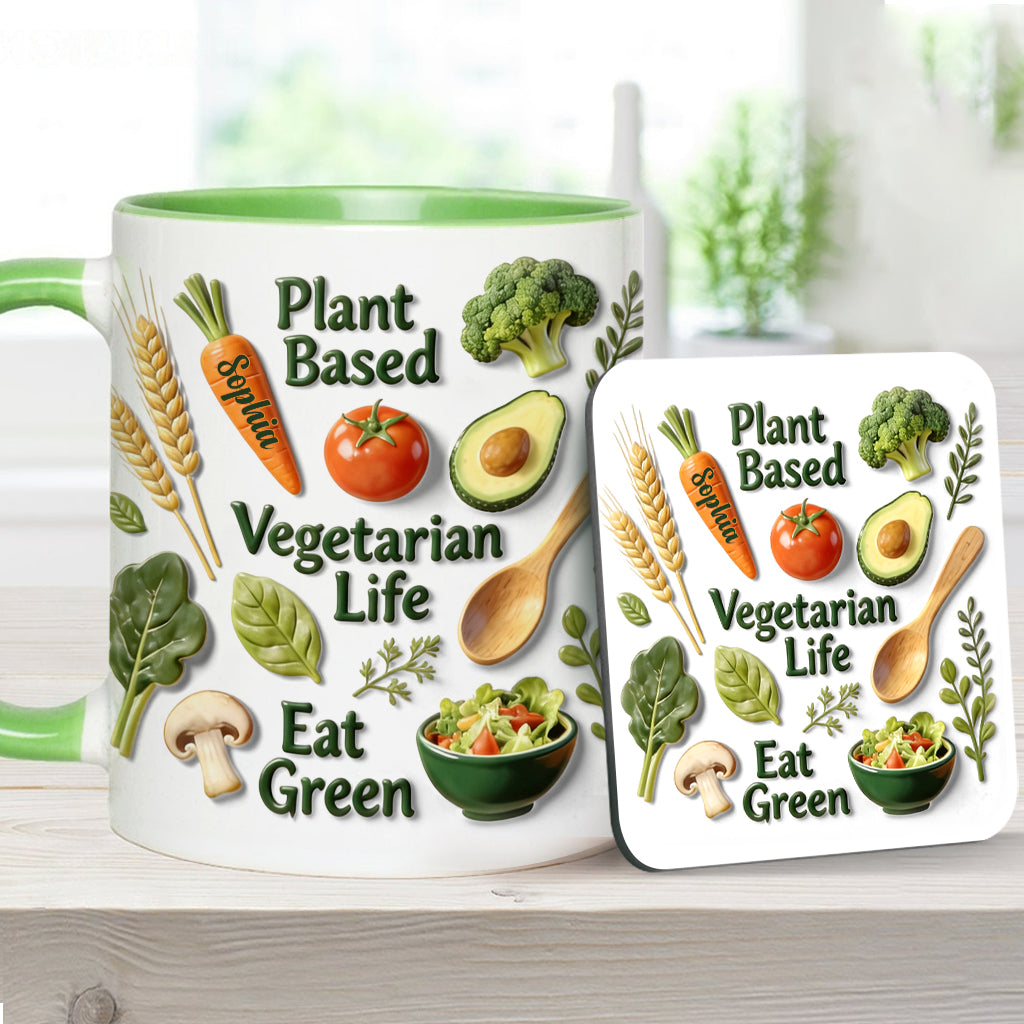 Vegetarian Life - Personalized Veterinarian Accent Mug & Coaster
