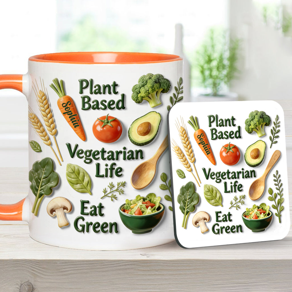 Vegetarian Life - Personalized Veterinarian Accent Mug & Coaster
