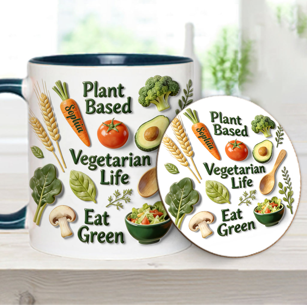 Vegetarian Life - Personalized Veterinarian Accent Mug & Coaster
