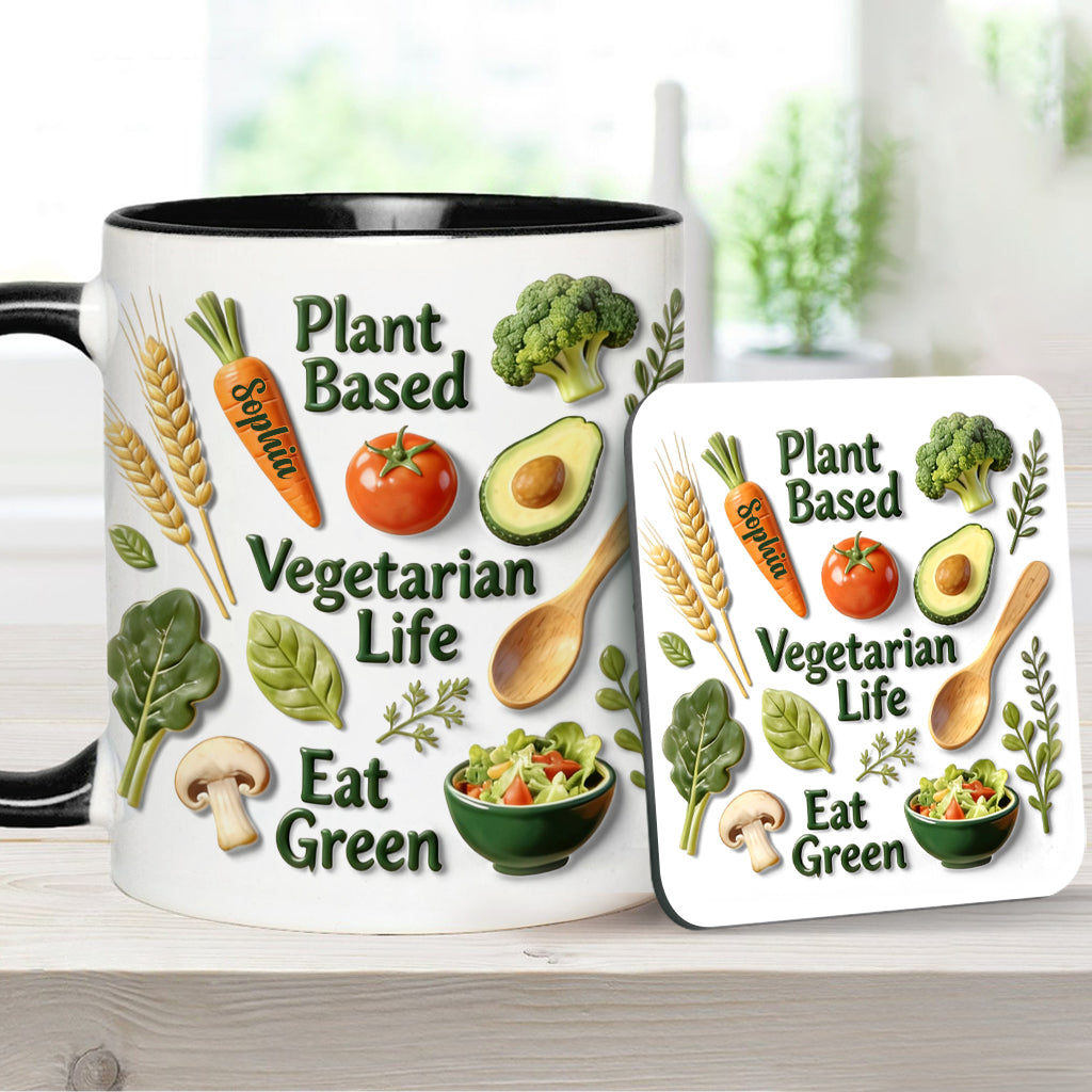 Vegetarian Life - Personalized Veterinarian Accent Mug & Coaster