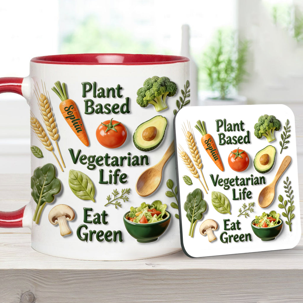 Vegetarian Life - Personalized Veterinarian Accent Mug & Coaster