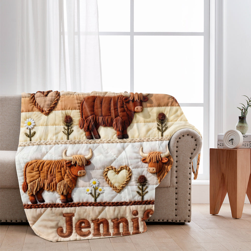 Farm Life - Personalized Highland Cow Blanket