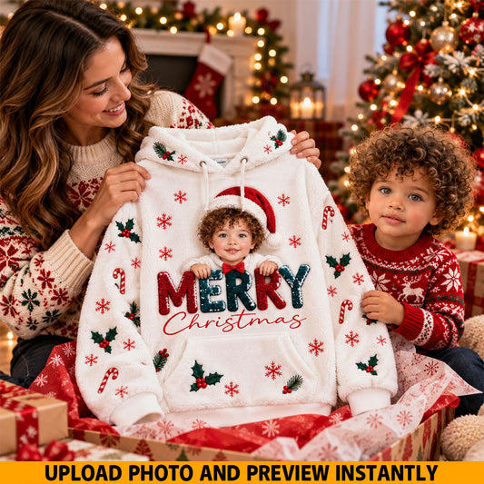 Merry Christmas - Personalized Kid Fleece Hoodie