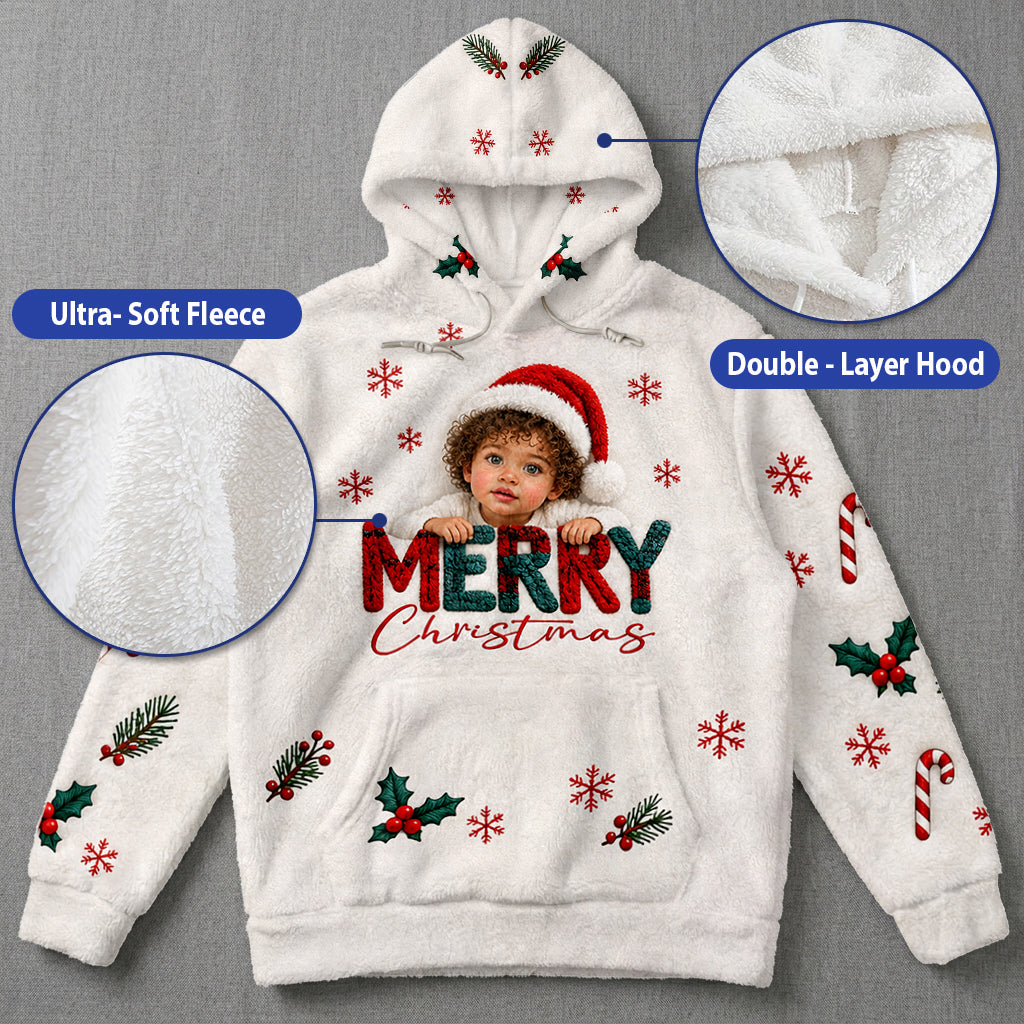 Merry Christmas - Personalized Kid Fleece Hoodie