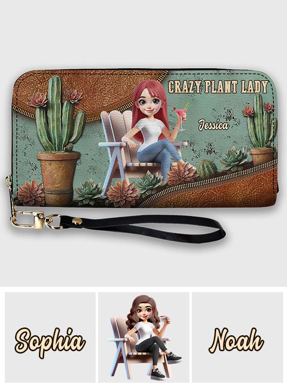 Crazy Plant Lady - Personalized Gardening Leather Long Wallet