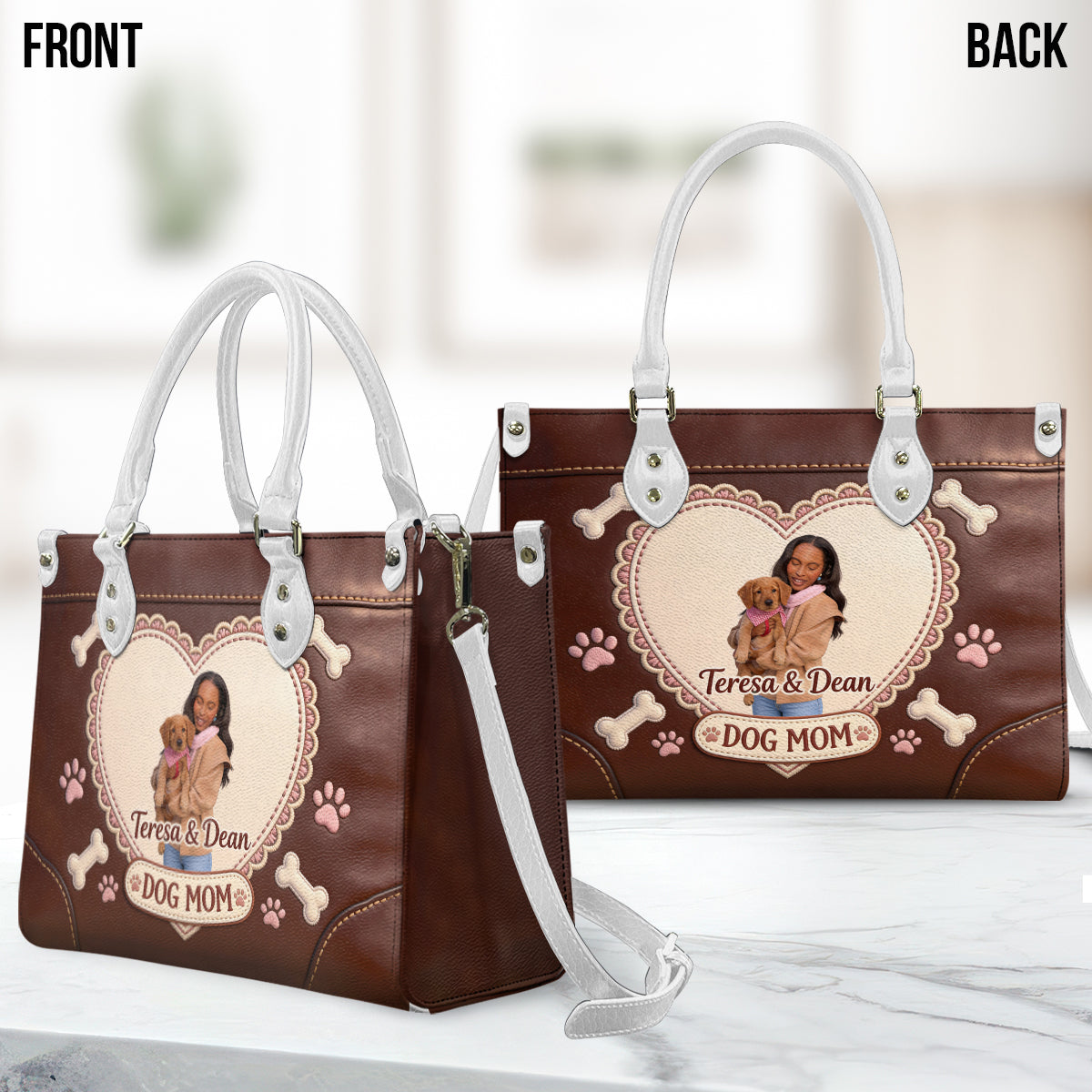 Dog Mom - Personalized Dog Leather Handbag