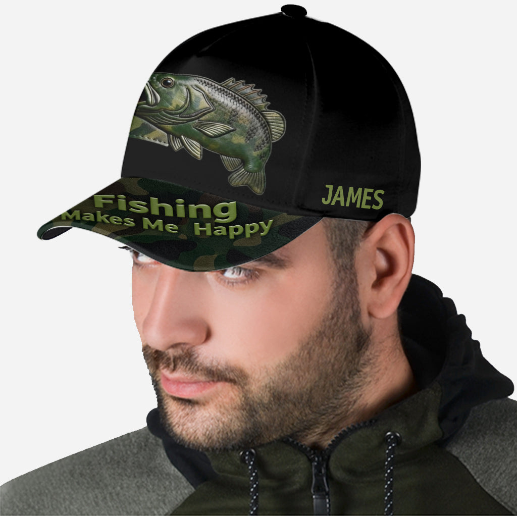 Fishing Makes Me Happy - Personalized Fishing Classic Cap
