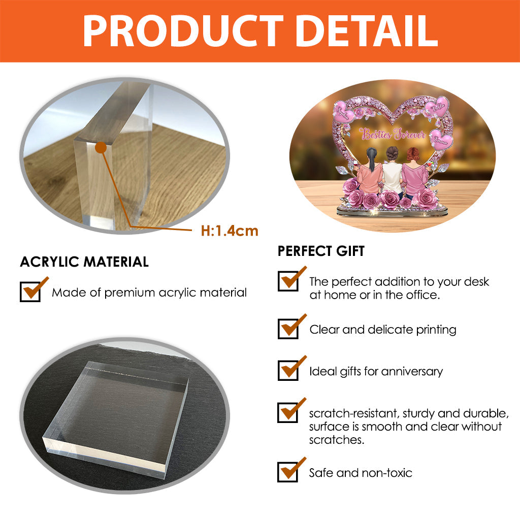 Besties Forever - Personalized Bestie Custom Shaped Acrylic Plaque